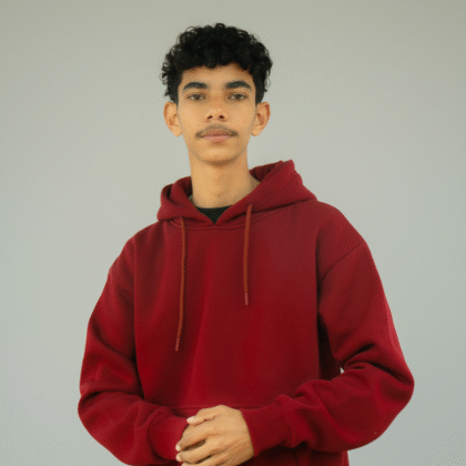 KAMCLOVE Men’s Maroon Hoodie – 100% Cotton Fleece