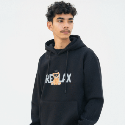 Unisex“Just Relax” Graphic Hoodie – 100% Cotton Fleece